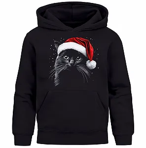 Дитяче худі MoonWorks Різдвяний Санта Кіт Різдвяний принт Кумедний анімалістичний мотив - Фото 1