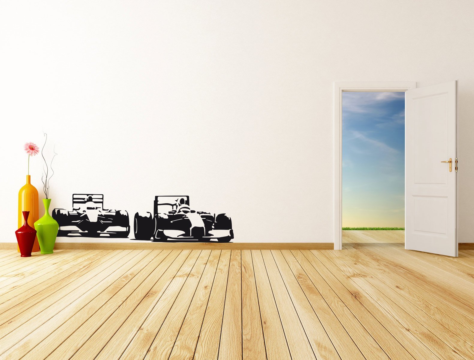 Наклейка на стіну вінілова racing car Formel 1 #97B чорна 120 см x 32 см, фото №2