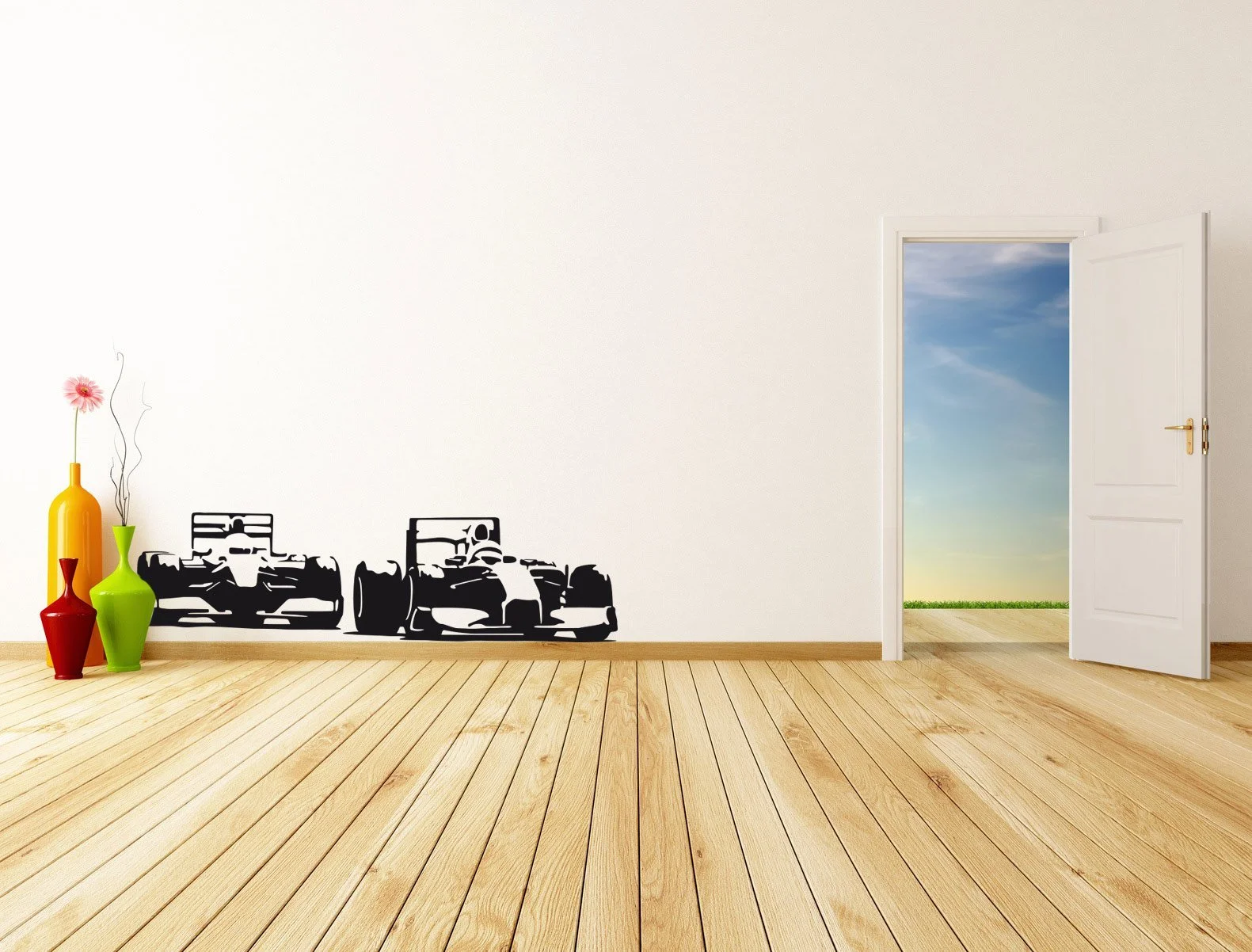 Наклейка на стену виниловая racing car Formel 1 #97B черная 120 см x 32 см, фото №2