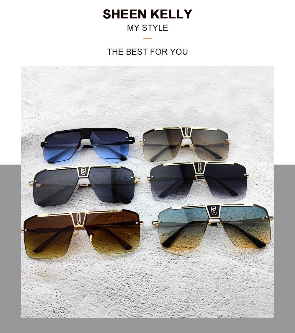 Сонцезахисні окуляри SHEEN KELLY Ретро Великого розміру для чоловіків і жінок, фото №6