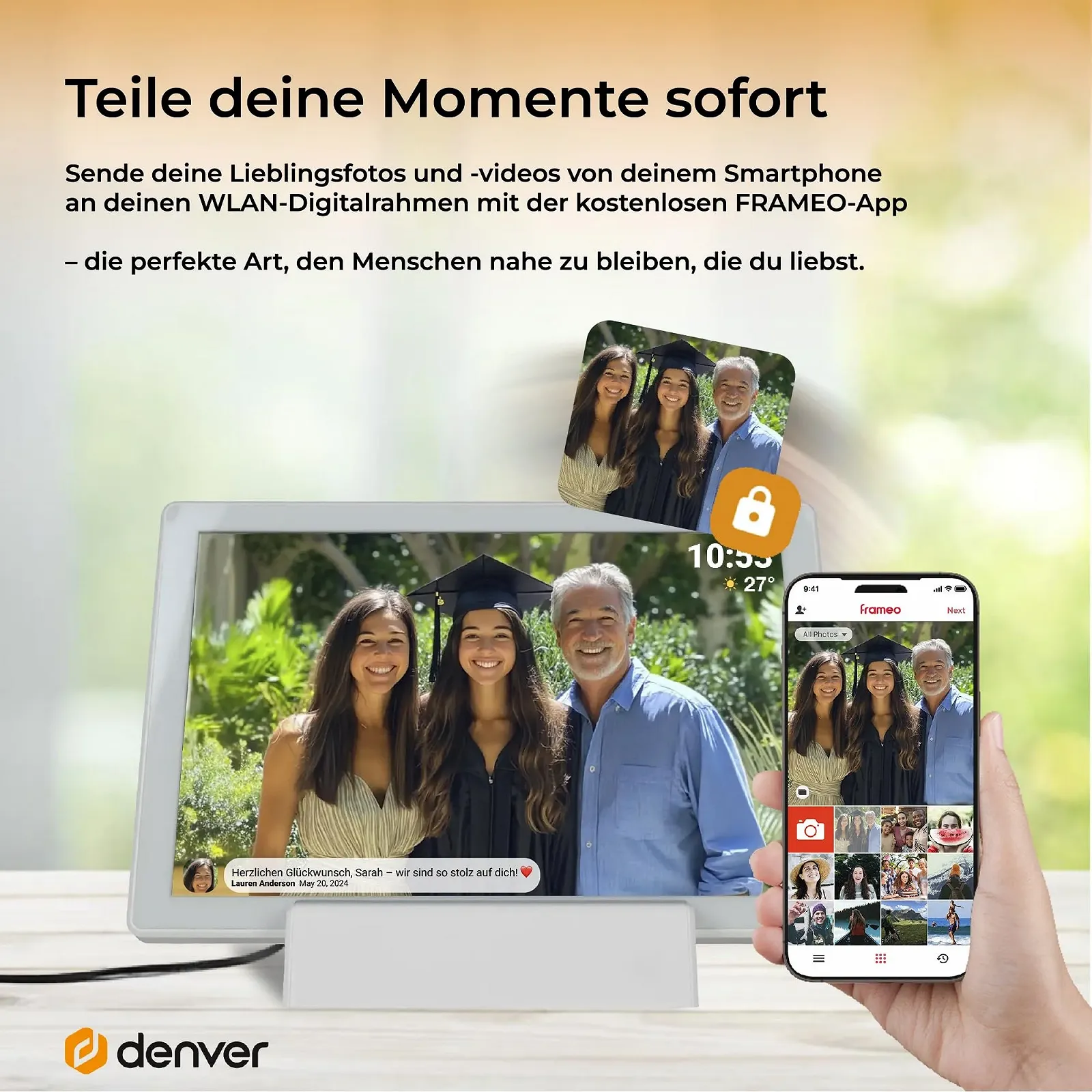 Цифровая Wi-Fi фоторамка Denver PFF-1070B 10.1 дюйма с аккумулятором HD IPS Touch 16GB Белая, фото №2 Цифровая Wi-Fi фоторамка Denver PFF-1070B 10.1 дюйма с аккумулятором HD IPS Touch 16GB Белая, фото №2