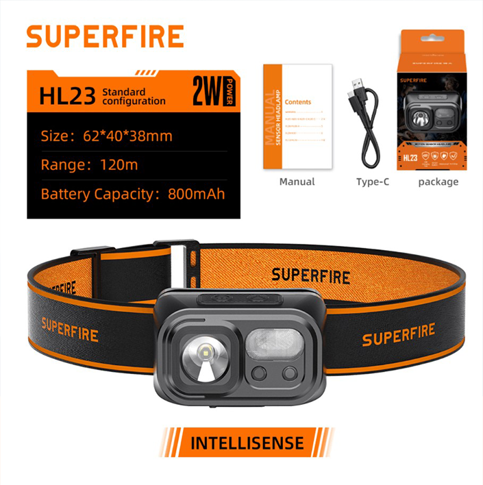 Фонарь налобный аккумуляторный HL23-S SuperFire 350 Lumen IP44, фото №10