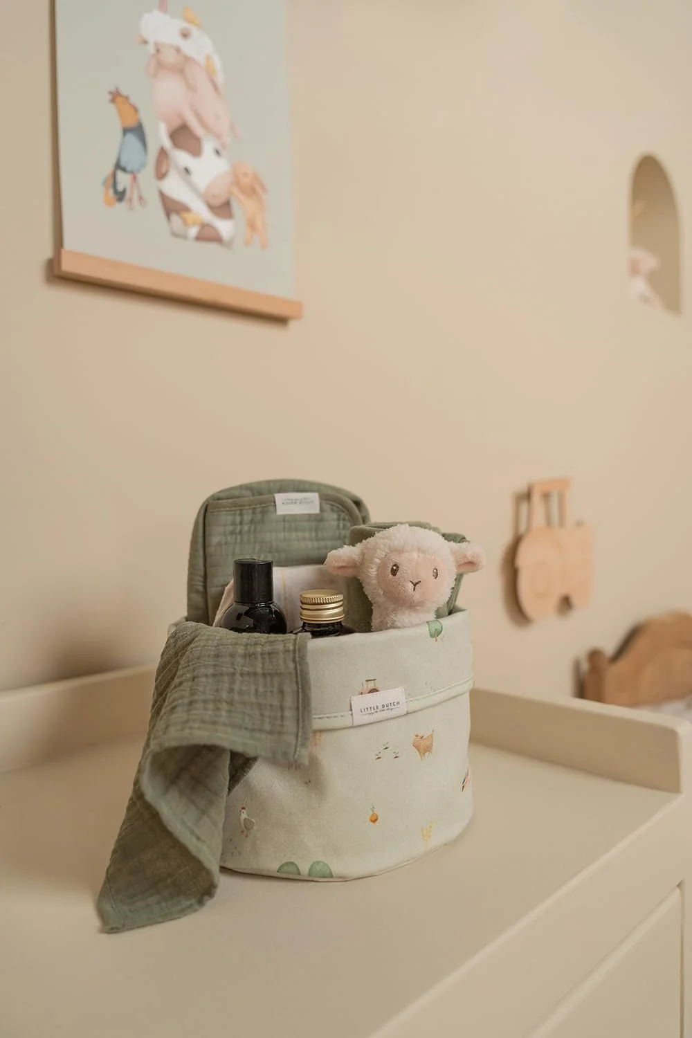 Органайзер для пеленального столика Little Dutch Little Farm Круглая Зеленая, фото №3 Органайзер для пеленального столика Little Dutch Little Farm Круглая Зеленая, фото №3