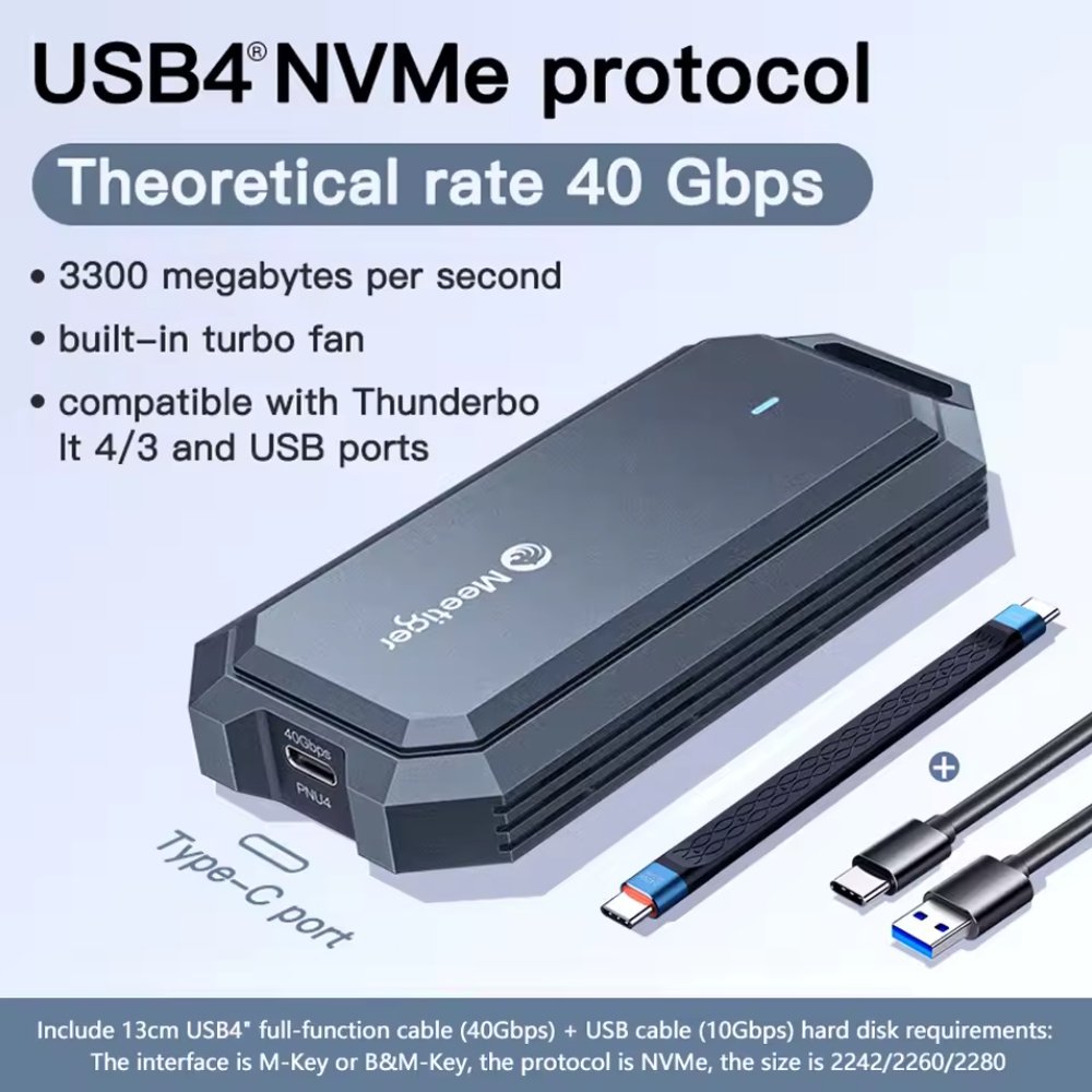 Зовнішній адаптер Meetiger PNU4 Fun 40Gbps M.2 NVMe SSD to USB4, фото №7
