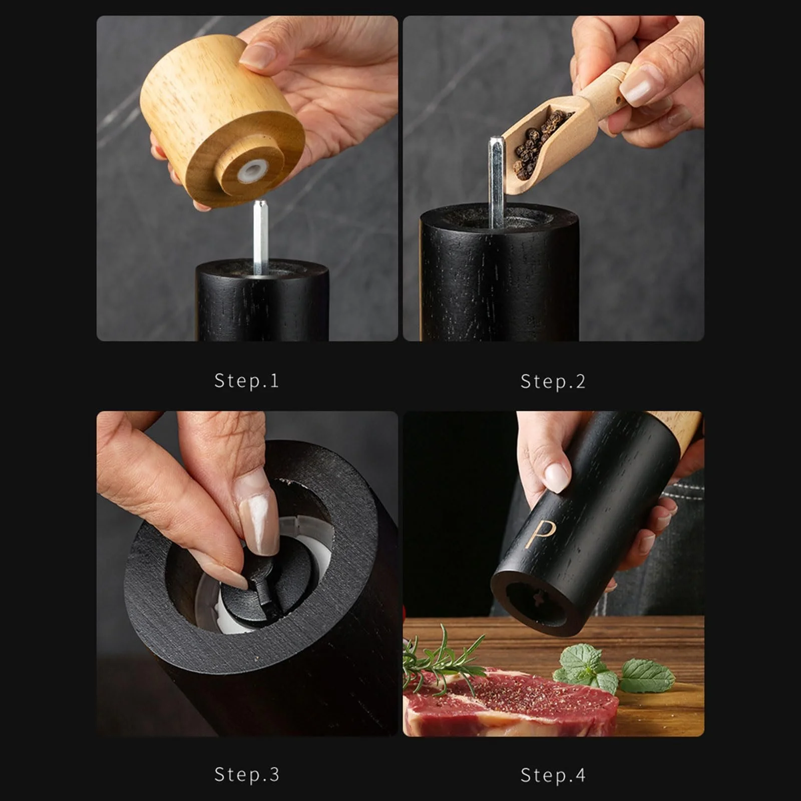 Млин для солі та спецій Дерев'яний з регульованим керамічним механізмом, фото №5 Млин для солі та спецій Дерев'яний з регульованим керамічним механізмом, фото №5