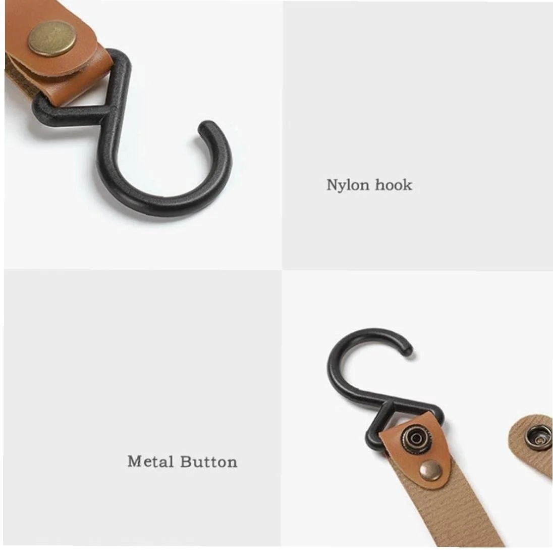 Гачки для кемпінгу TOSSPER 4 шт. зі шкіри PU S-подібні для стійок та одягу, фото №6