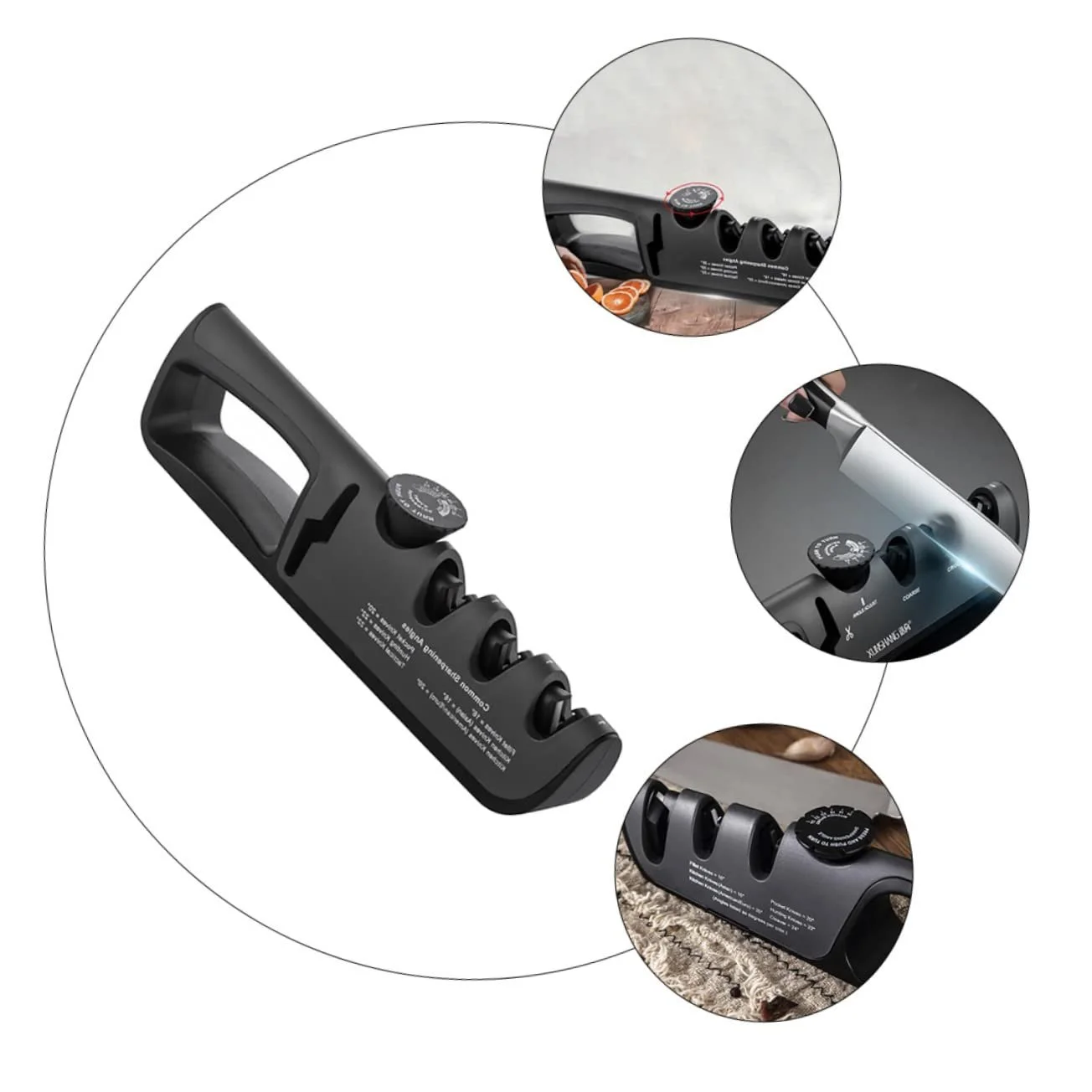 Точилка для ножей Mobestech ручная ABS черная, фото №4