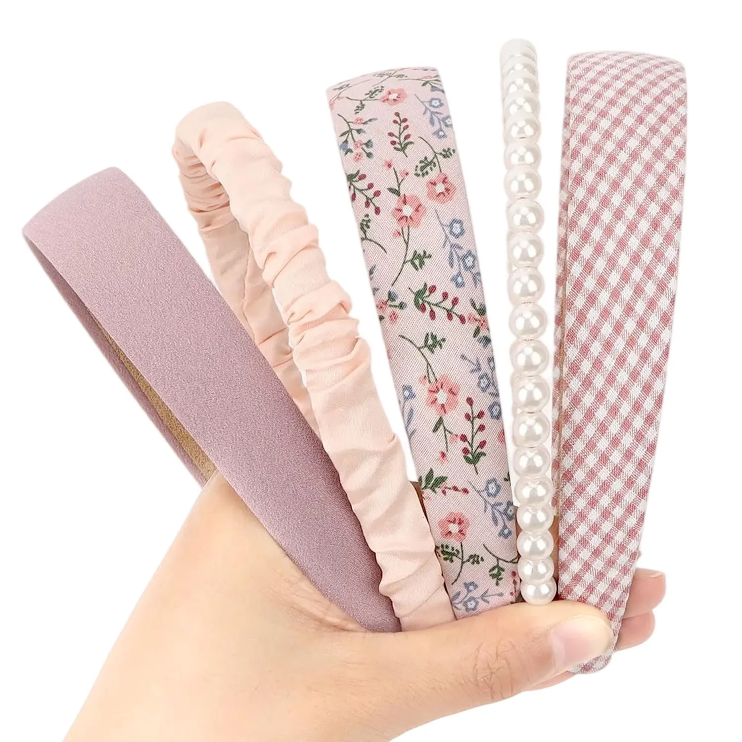 Набір з 5 обручів на голову з перлами та квітковим візерунком, фото №1