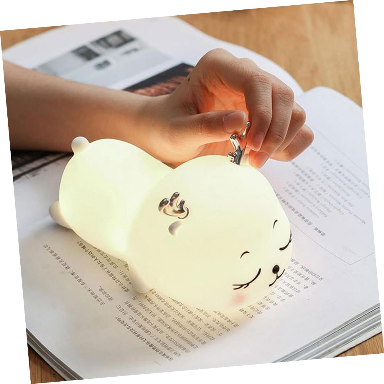 Лампа HEMOTON Little Milk Deer Pat Cat Lamp LED Night Light ABS Белый Детский, фото №5