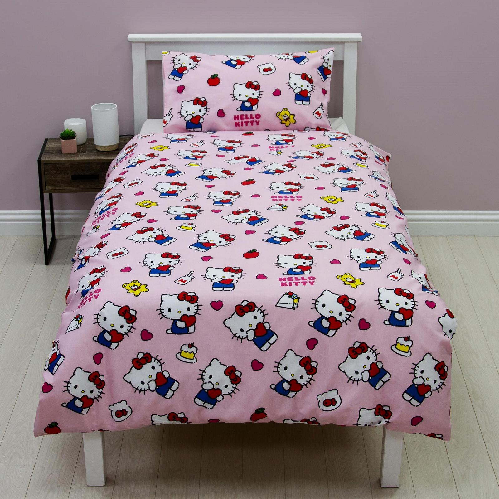 Комплект постільної білизни (1 наволочка, 1 підковдра) Hello Kitty Рожевий/Білий, фото №5