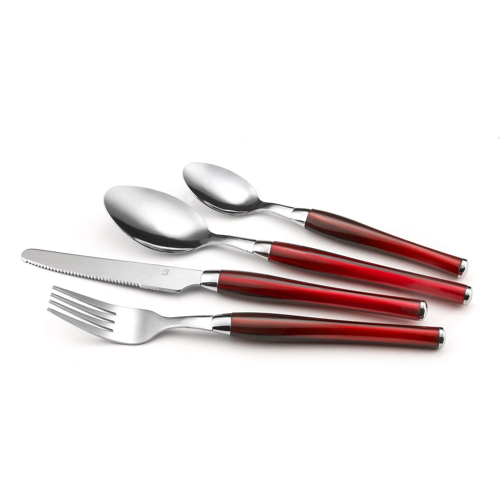 Набор столовых приборов Amefa Purity с цветными пластиковыми ручками на 6 персон, красный, 24 предмета, фото №3 Набор столовых приборов Amefa Purity с цветными пластиковыми ручками на 6 персон, красный, 24 предмета, фото №3