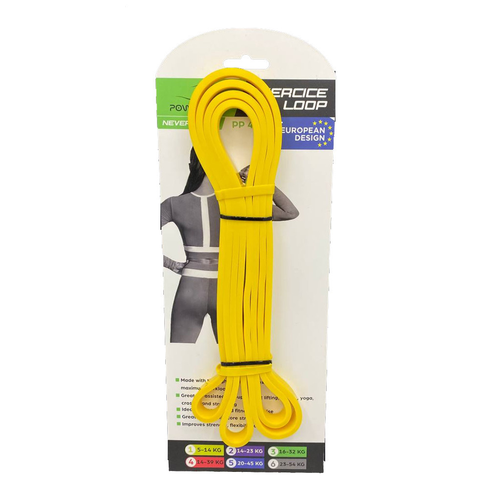 Еспандер-петля гумка для фітнесу і кроссфіту PowerPlay 4115 Power Band Light Жовта (5-14kg), фото №10