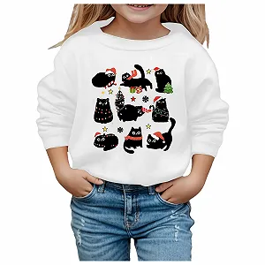 Худі для дівчаток/хлопчиків Ugly Christmas Sweater з принтом і довгими рукавами - Фото 1