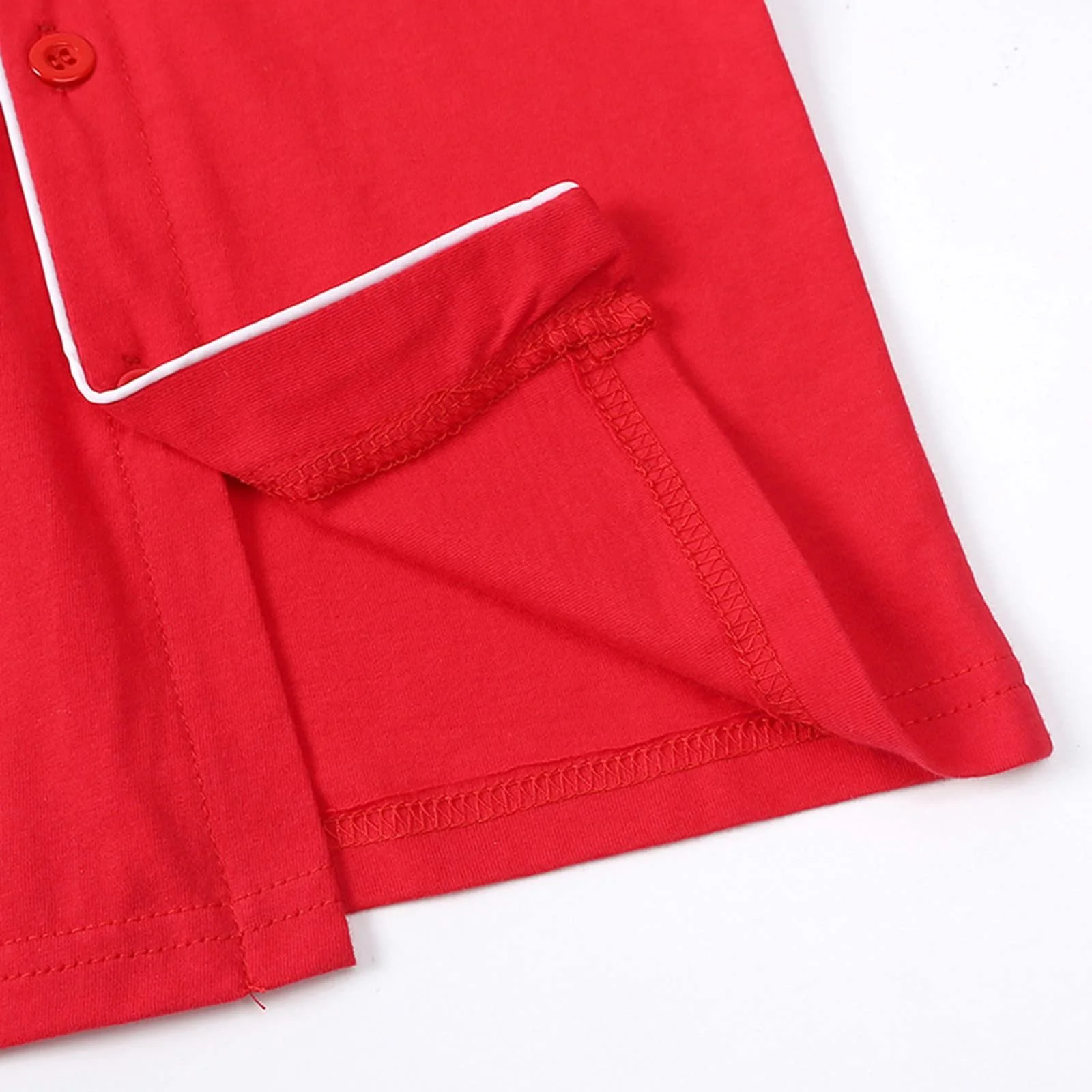 Дитяча піжама з довгим рукавом, різдвяна червона однотонна, фото №3