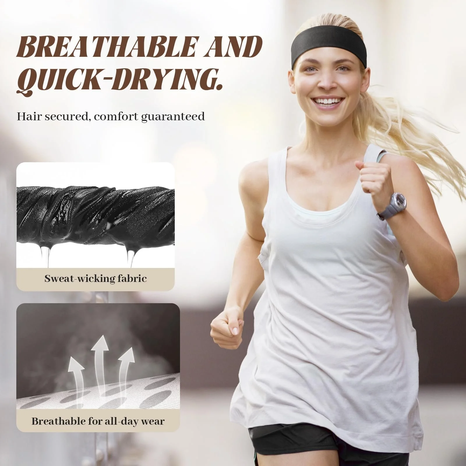 Спортивна Пов'язка на Голову Чорний, Набір з 6 штук, фото №5 Спортивна Пов'язка на Голову Чорний, Набір з 6 штук, фото №5