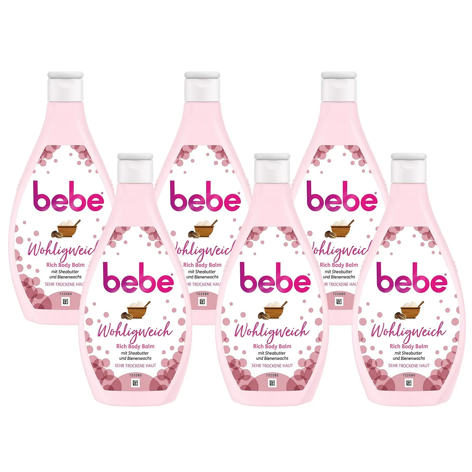 Бальзам для тіла Bebe Soft Rich з бджолиним воском і маслом ши для сухої шкіри 6 x 400 мл, фото №1