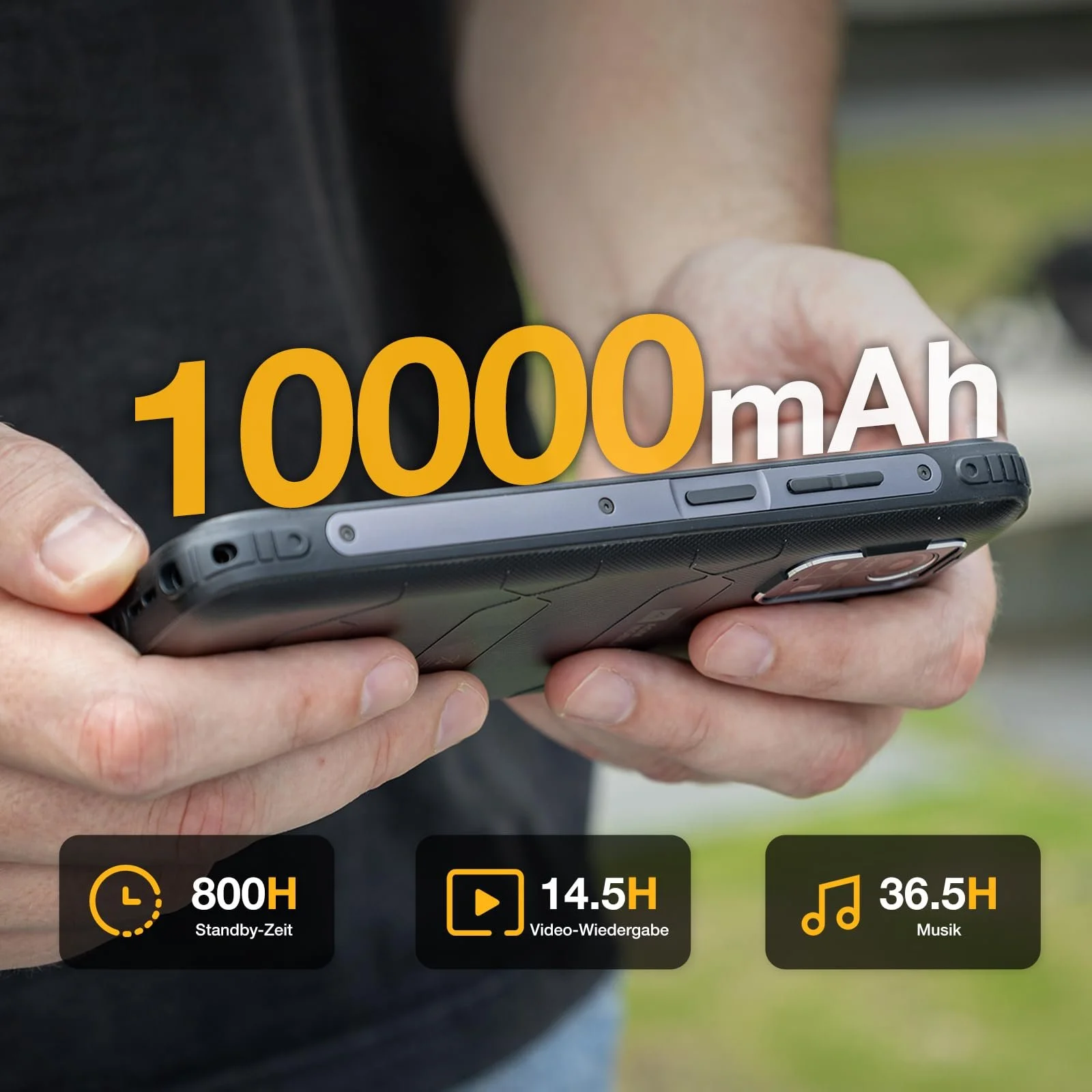 Смартфон AGM H MAX 8 ГБ RAM 128 ГБ ROM 10000 мАг 6.56 дюйма 90 Гц IP68/IP69K Black, фото №2