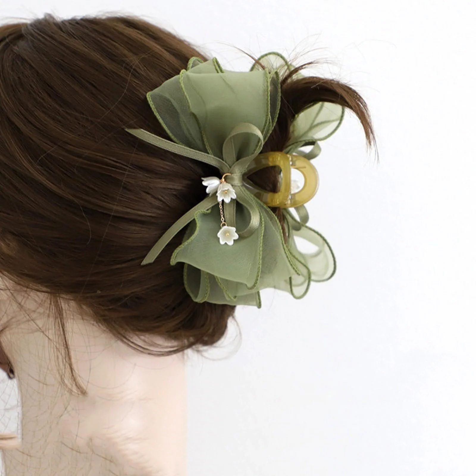 Заколка для волос Бант принцессы из тюля, зеленая, сильная фиксация, для девочек, фото №4 Заколка для волос Бант принцессы из тюля, зеленая, сильная фиксация, для девочек, фото №4
