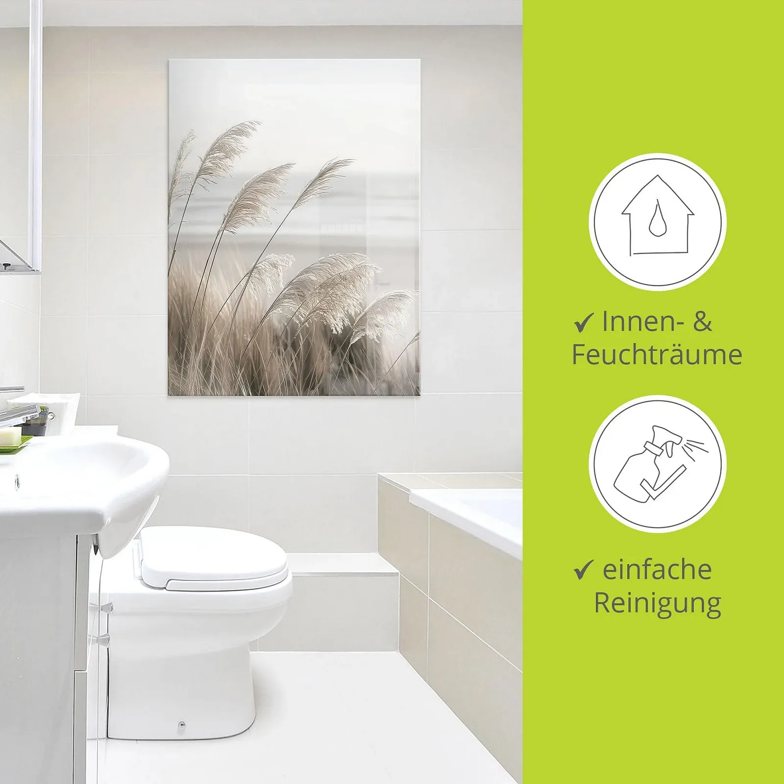 Скляна картина ARTland U5GO Рослини Пампасна трава 60 x 80 см, фото №2