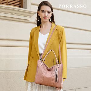 Сумка с ручками PORRASSO, женская, большая, из искусственной кожи, розовая synthetic.ua - Фото 1