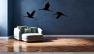Наклейка вінілова Clickandprint.de Cranes 30 x 12.1 см Чорна synthetic.ua - Фото 1