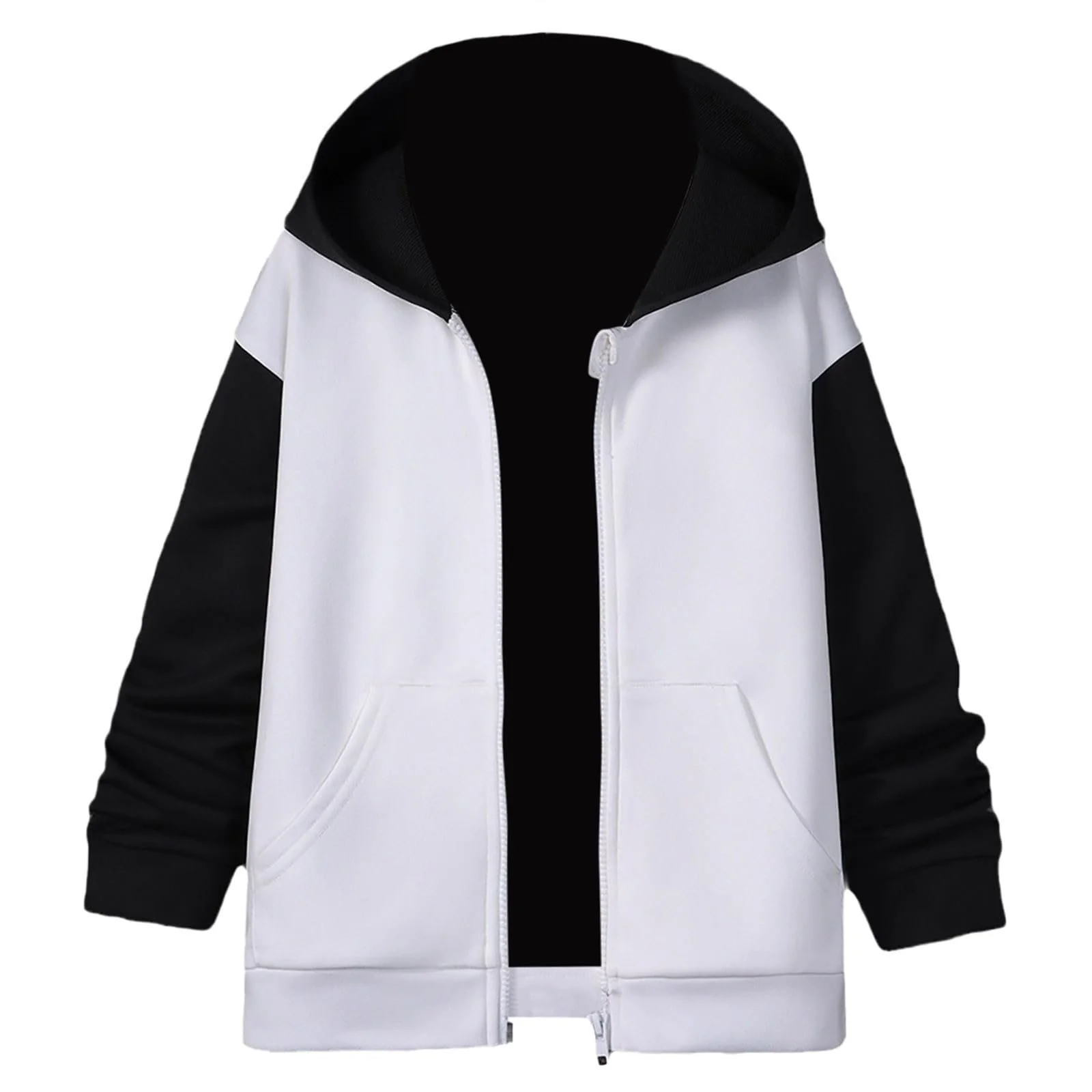 Куртка для мальчиков Цветной блок с капюшоном на молнии с длинными рукавами, фото №1