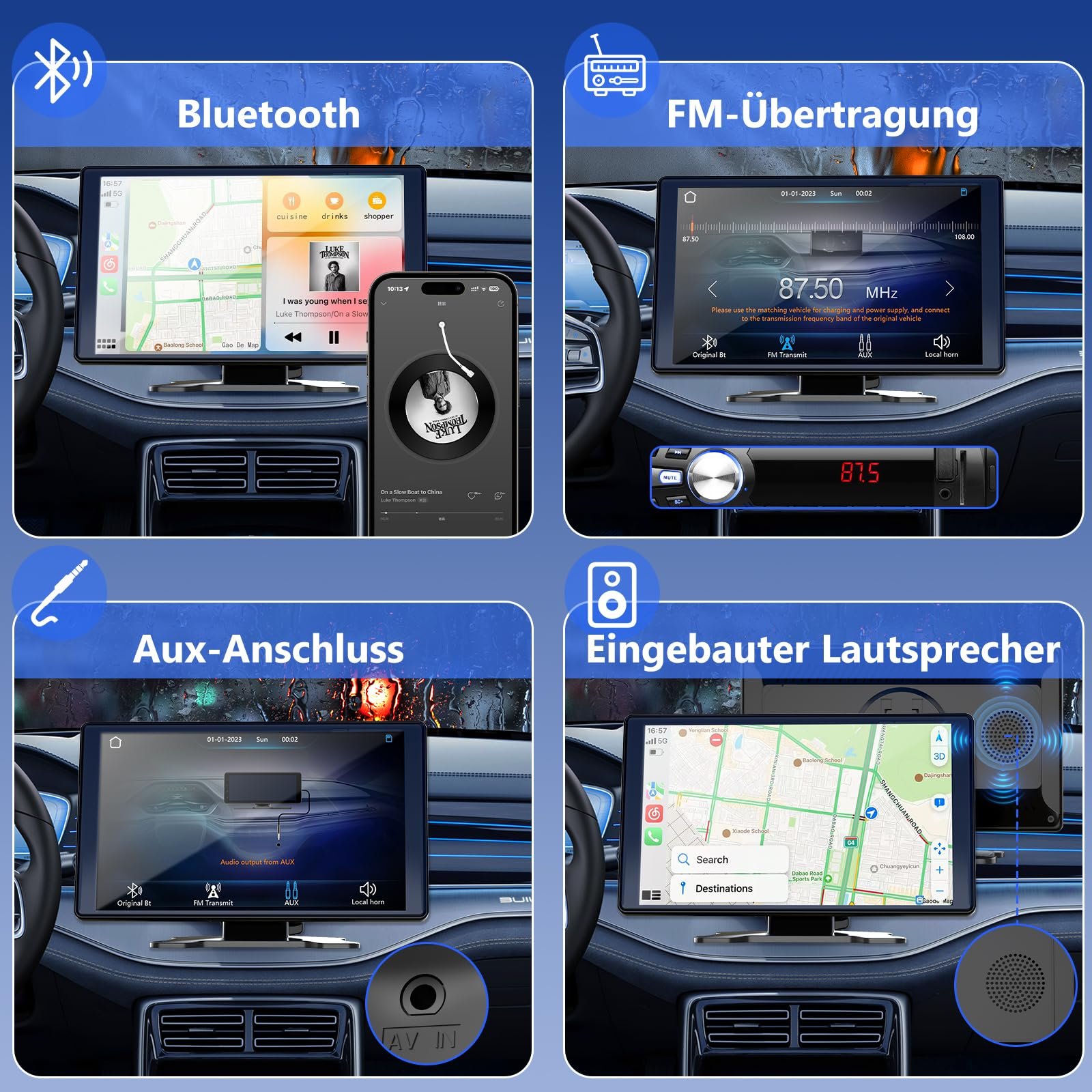 Дисплей Carplay CIRYASR 7 дюймов, беспроводной, автомобильная магнитола 2025, обновленная, портативный автомобильный мультимедийный плеер с Apple CarPlay и Android Car, камера заднего вида IP67, GPS-навигация, фото №5