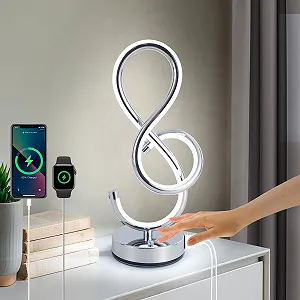 Настільна лампа LED спіральна сенсорна з регулюванням яскравості USB Type-C срібляста - Фото 1