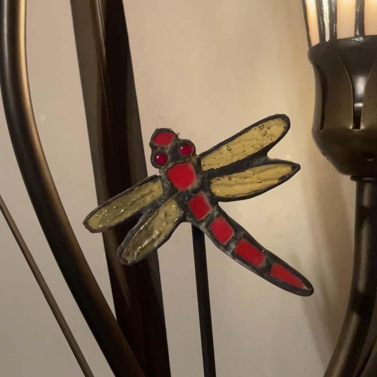 Настільна лампа Bieye Tiffany Style L30620 Лілії та бабка Вітражне скло Висота 19 дюймів, фото №4