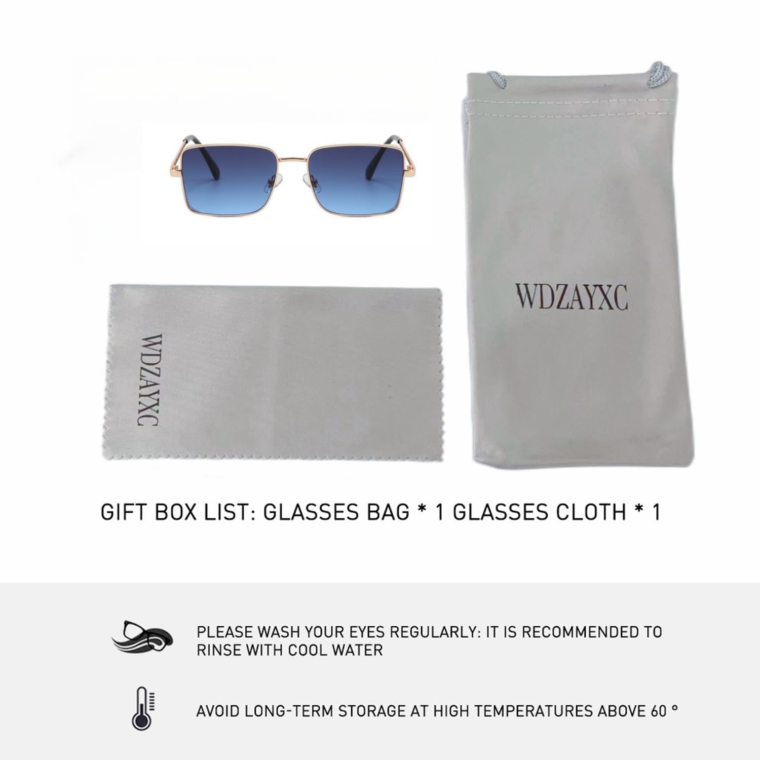 Сонцезахисні окуляри Прямокутні Класичні WDZAYXC Ретро Металева оправа, фото №4