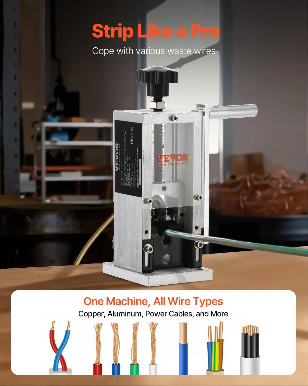 Ручной станок для зачистки проволоки VEVOR SD-25 / 1.5 - 25 мм / Silver, фото №3 Ручной станок для зачистки проволоки VEVOR SD-25 / 1.5 - 25 мм / Silver, фото №3