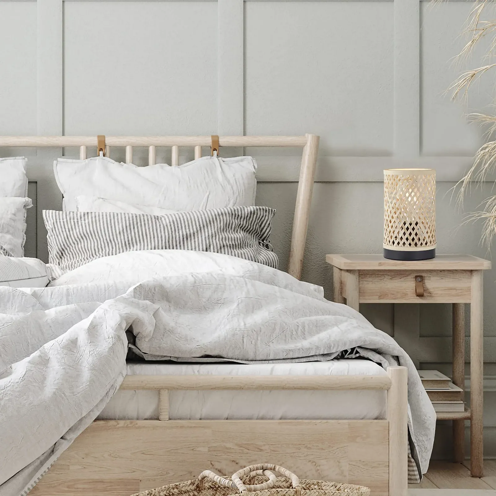 Настільна лампа INSPIRE Ninon 1 x E27 макс. 40 Вт висота 23 см Бамбук Метал Чорний, фото №1