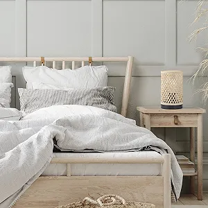 Настільна лампа INSPIRE Ninon 1 x E27 макс. 40 Вт висота 23 см Бамбук Метал Чорний - Фото 1