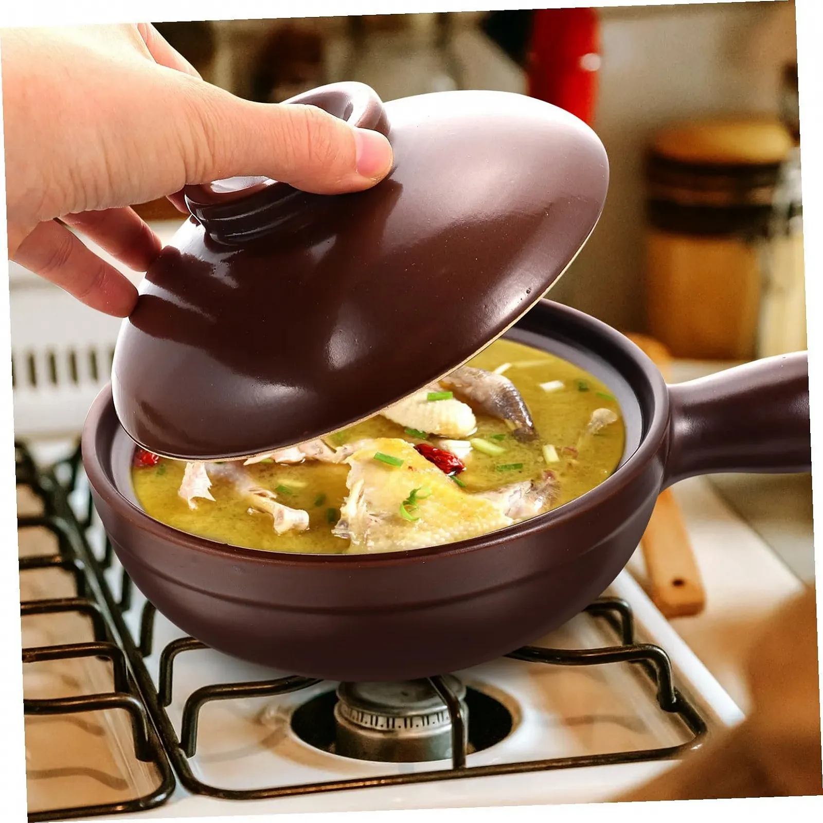 Кастрюля керамическая с термостойкой ручкой и крышкой антискользящая, фото №5