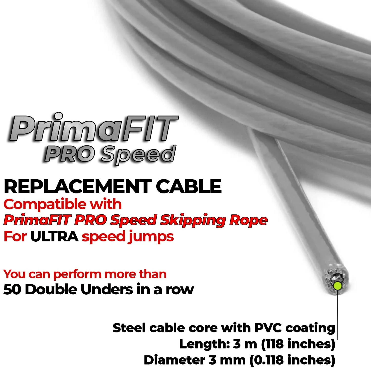 Змінний трос PrimaFit Pro 3mm 3m Комплект із 2 шт., фото №4 Змінний трос PrimaFit Pro 3mm 3m Комплект із 2 шт., фото №4