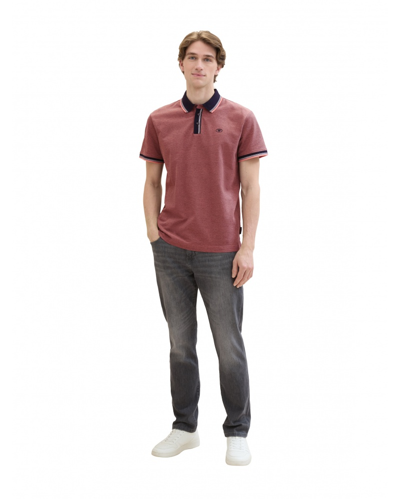 Поло POLO WITH DETAILED COLLAR 1040822ХХ35774 Tom Tailor Бордовий L, фото №4