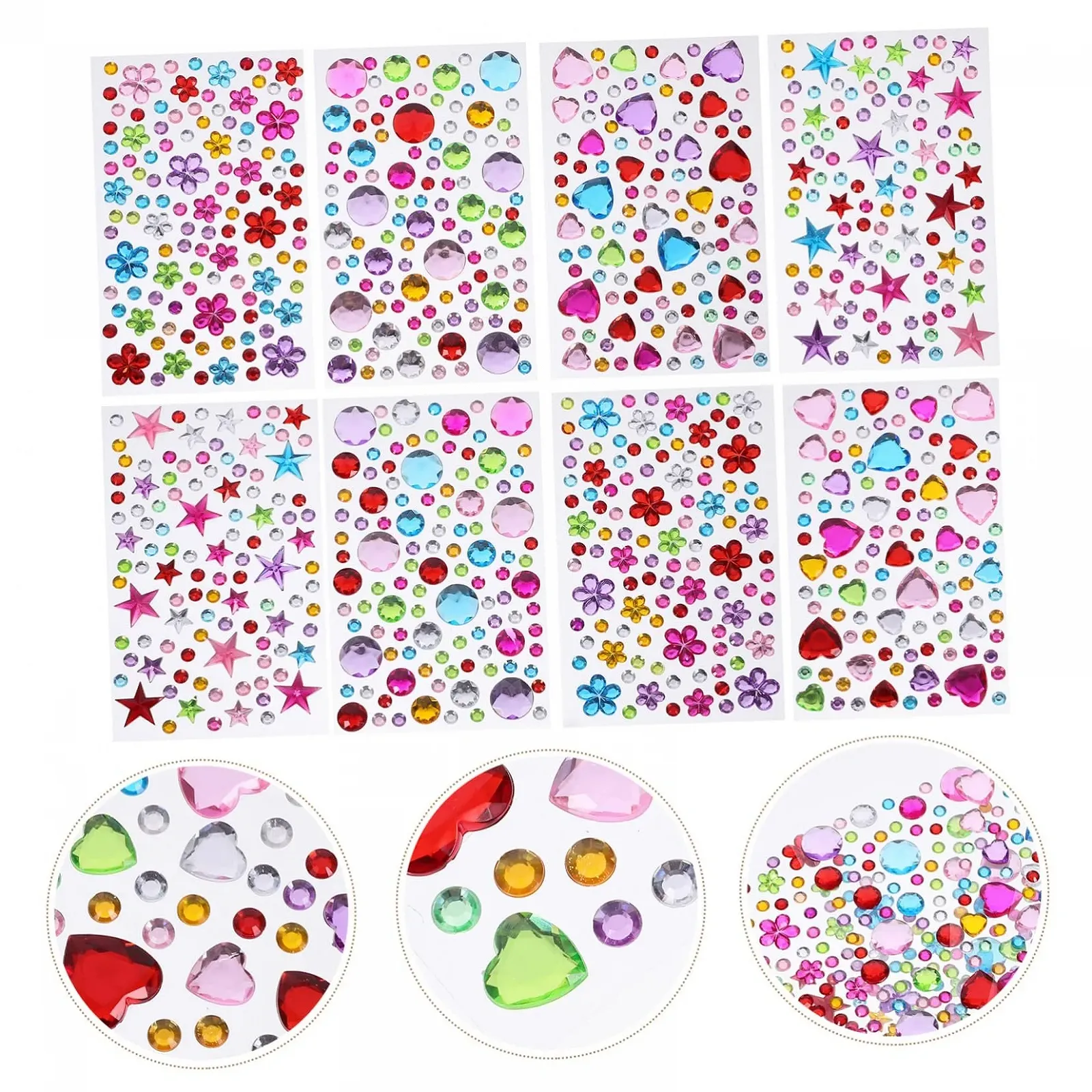 Стразы для лица и ногтей, 8 листов, самоклеящиеся блестящие камни для макияжа, фестиваля и карнавала, временные драгоценности, блестящее украшение для глаз и тела, фото №7