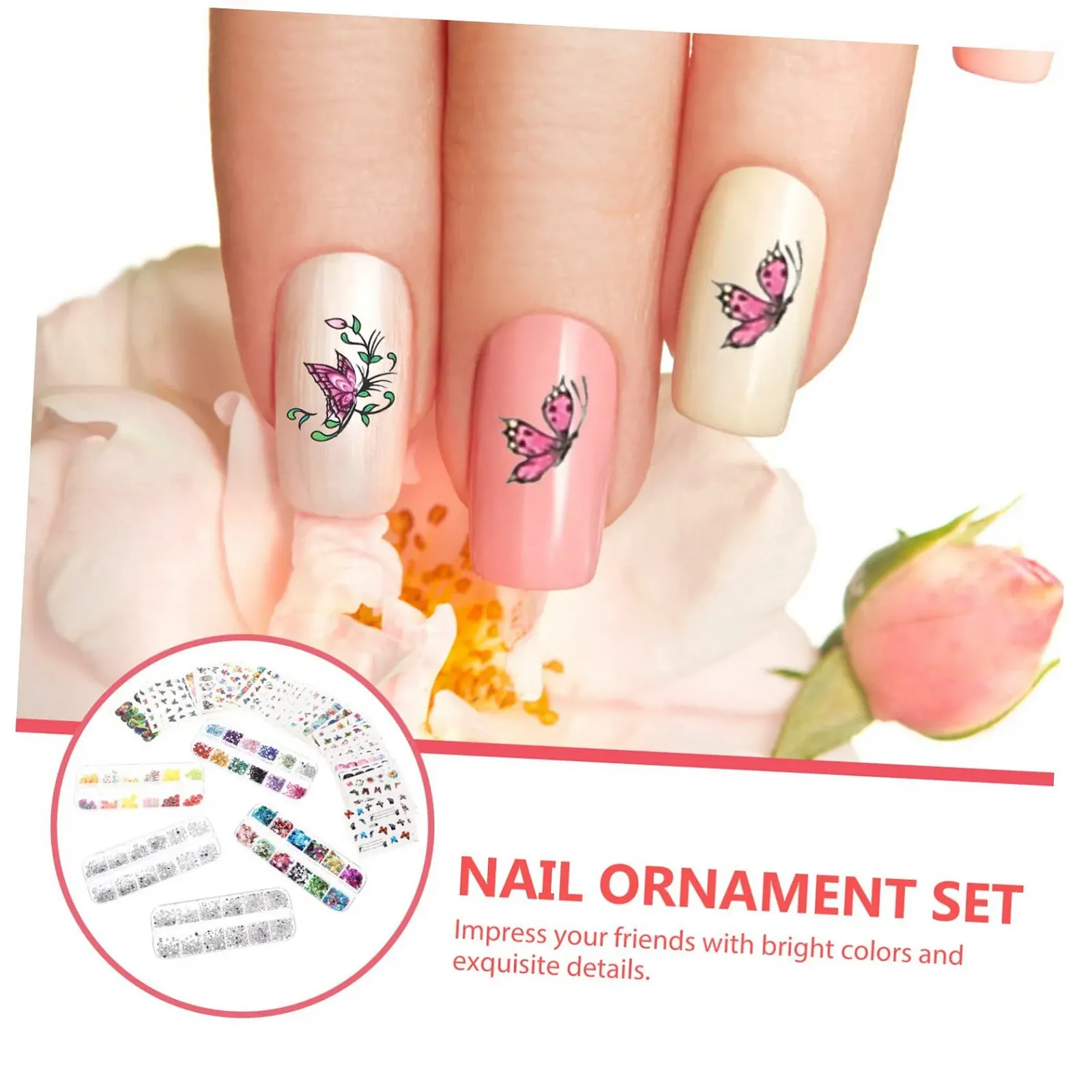 FRCOLOR 2 Набора Аксессуары для дизайна ногтей Аксессуары для ногтей Стразы Украшение Бабочка Украшение для красоты ногтей Женский инструмент для маникюра Украшения из страз Фруктовые нарезки Miss, фото №4
