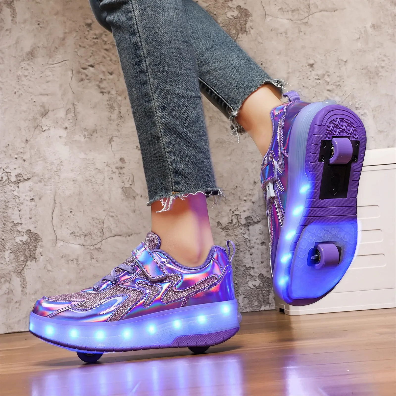 Детские кроссовки на роликах с LED подсветкой, фото №4