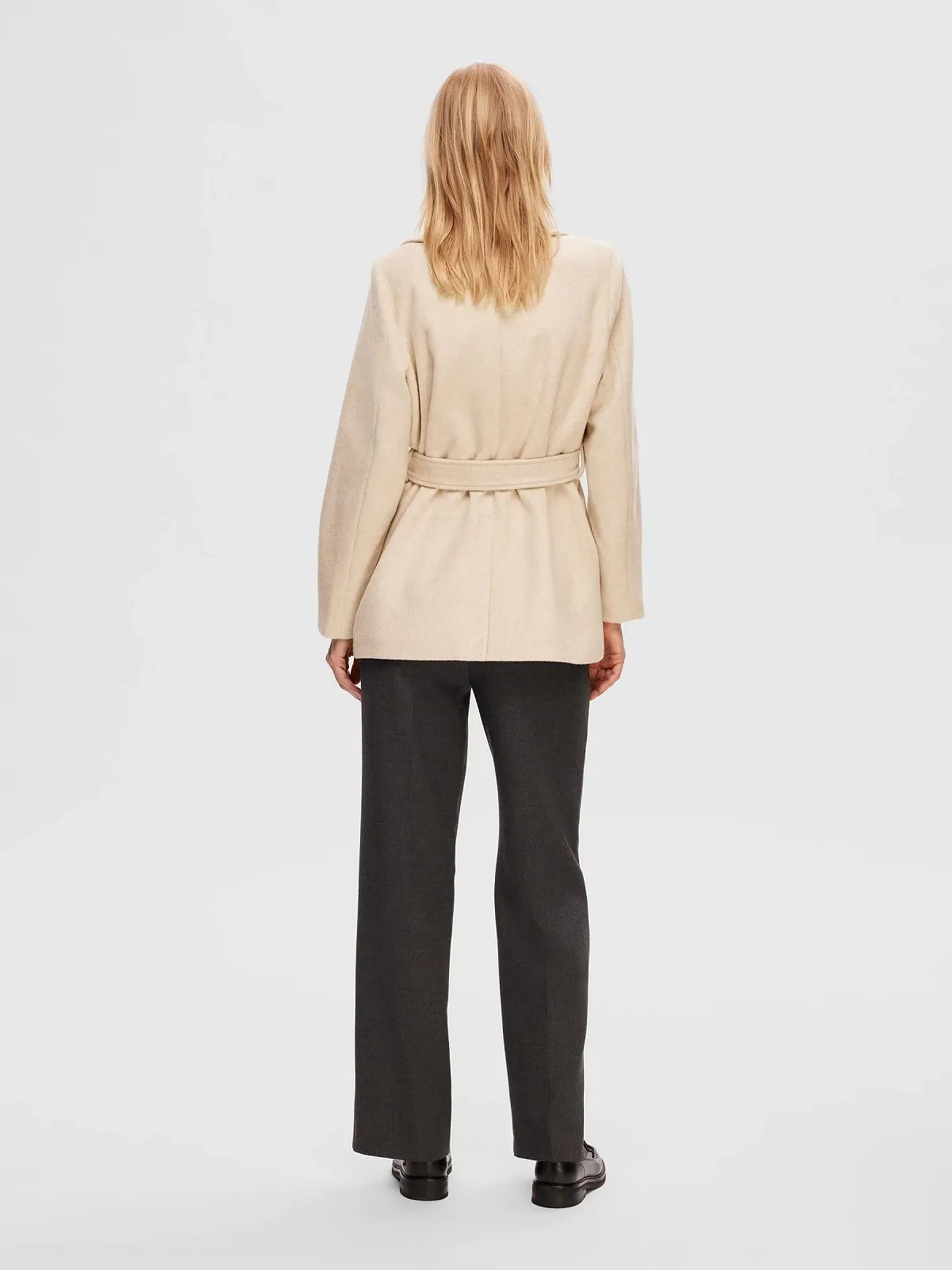 Пальто Selected Femme Шерсть Смесь с поясом, фото №3