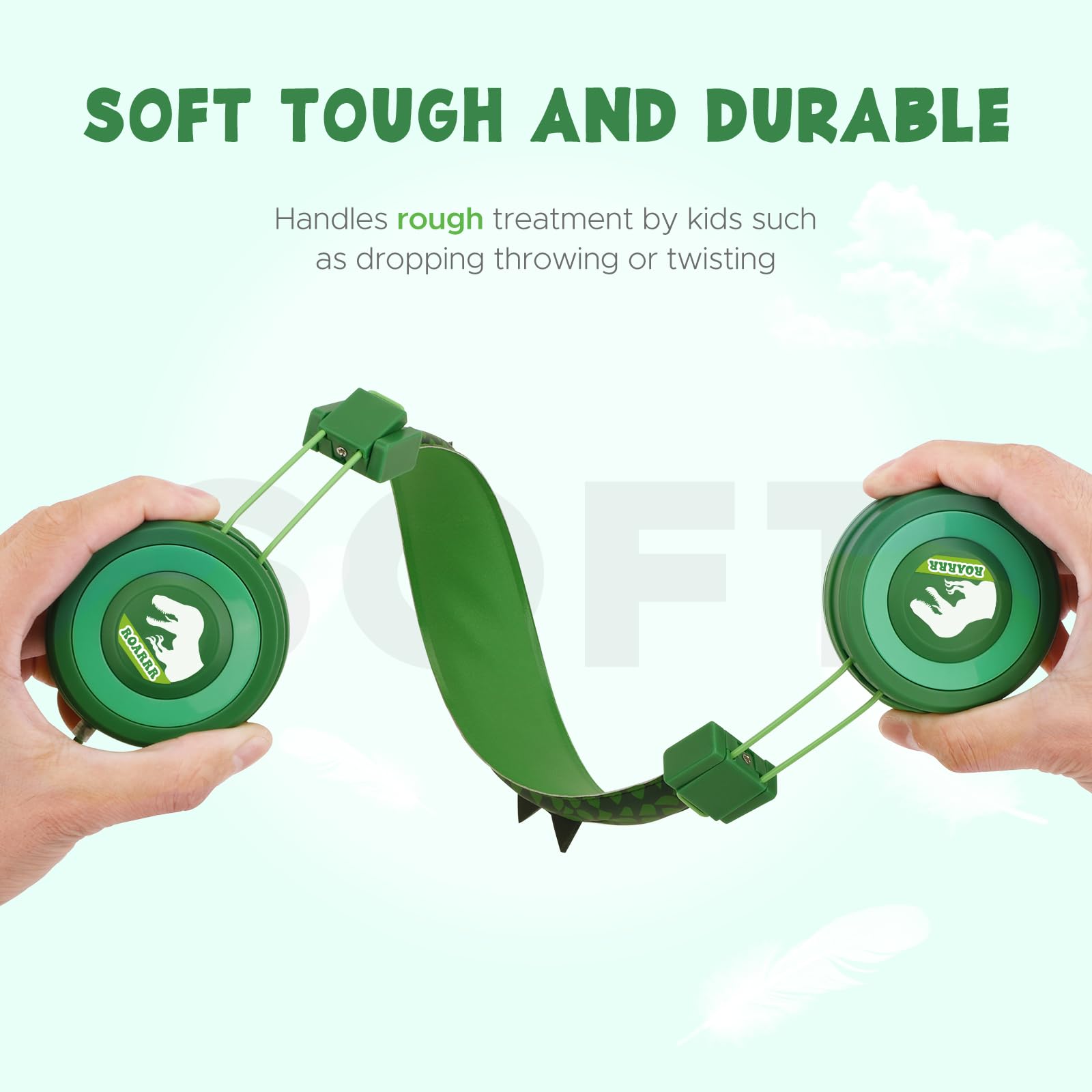 Навушники JYPS Дитячі Динозавр Wired Регульовані 3.5 мм з мікрофоном Зелені, фото №3 Навушники JYPS Дитячі Динозавр Wired Регульовані 3.5 мм з мікрофоном Зелені, фото №3