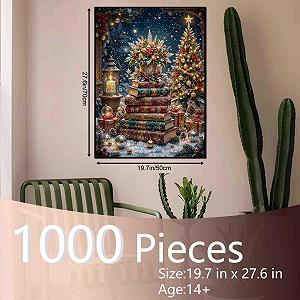 Пазл Christmas Books and Tree 1000 деталей 50 x 70 см synthetic.ua - Фото 1