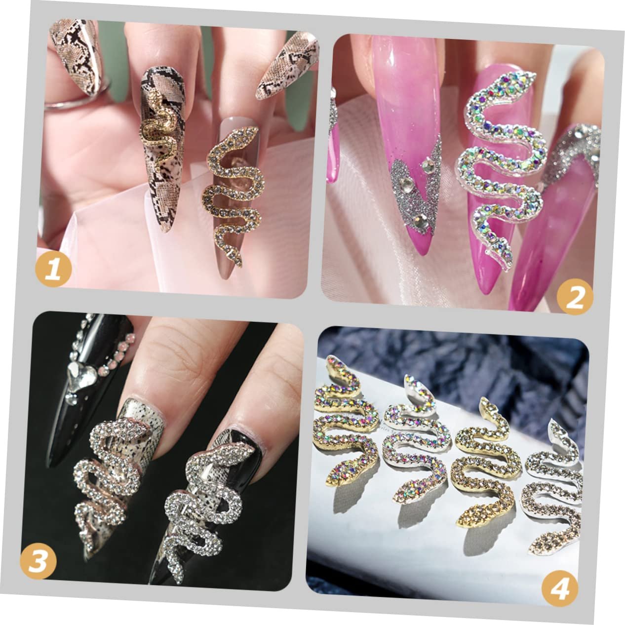 Стрази для нігтів зі сплаву змії 7 шт., фото №9