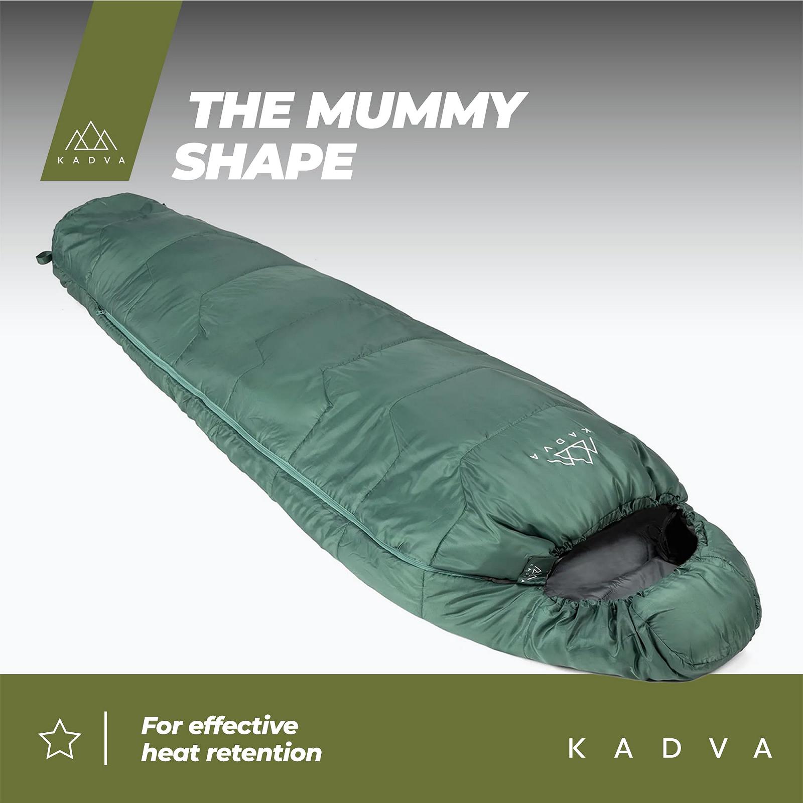 Спальний мішок KADVA Mumio Camping L 230 x 80 см зимовий з капюшоном температура комфорту 4 градуси високе утримання тепла RipStop Technology, фото №6 Спальний мішок KADVA Mumio Camping L 230 x 80 см зимовий з капюшоном температура комфорту 4 градуси високе утримання тепла RipStop Technology, фото №6