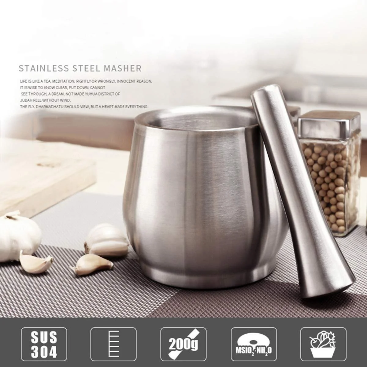 Ступка з товкачиком з нержавіючої сталі, фото №7