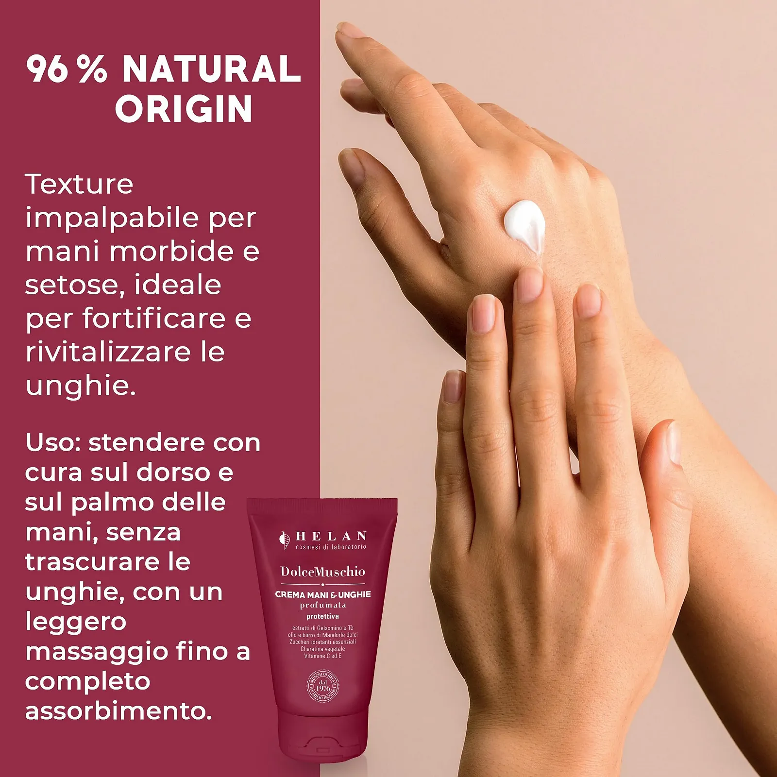 Крем для рук Helan Dolce Muschio відновлюючий для сухої та потрісканої шкіри, фото №4