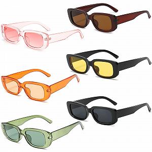 Сонцезахисні окуляри Прямокутні Unning Набір 6 штук Вінтажні 90-х Ретро - Фото 1