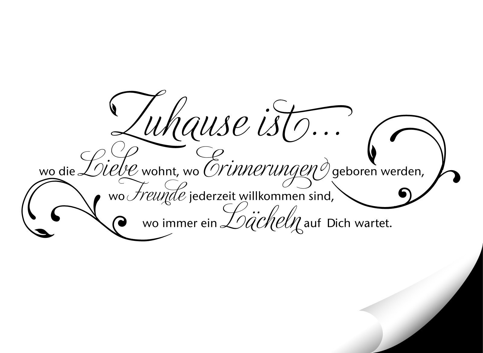 Наклейка на стіну Grandora W942 Цитата "Zuhause ist wo die Liebe wohnt" 120 x 42 см Чорна, фото №2