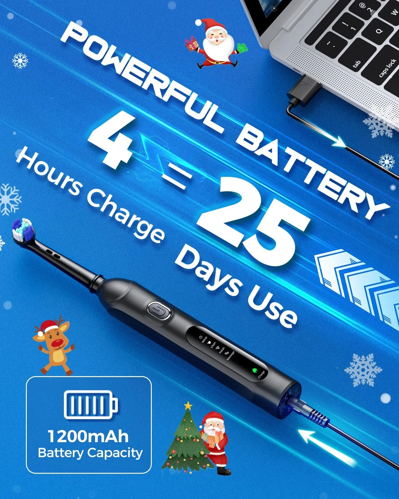 Электрическая зубная щетка TEETHEORY Ротационная 4 режима Черная, фото №6