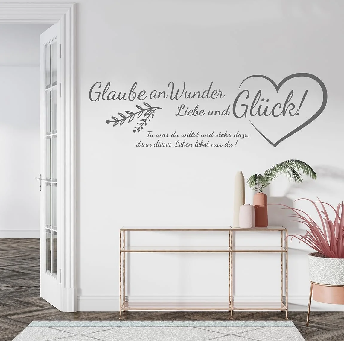 Настінна наклейка tjapalo pk229 "Faith in Miracles Love and Happiness" 140 x 44 см Чорна, фото №5